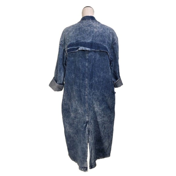 Matti O! Vintage 80s Acid Wash Denim Trench Coat Open Front Duster Women's Sz 16 - Picture 8 of 14